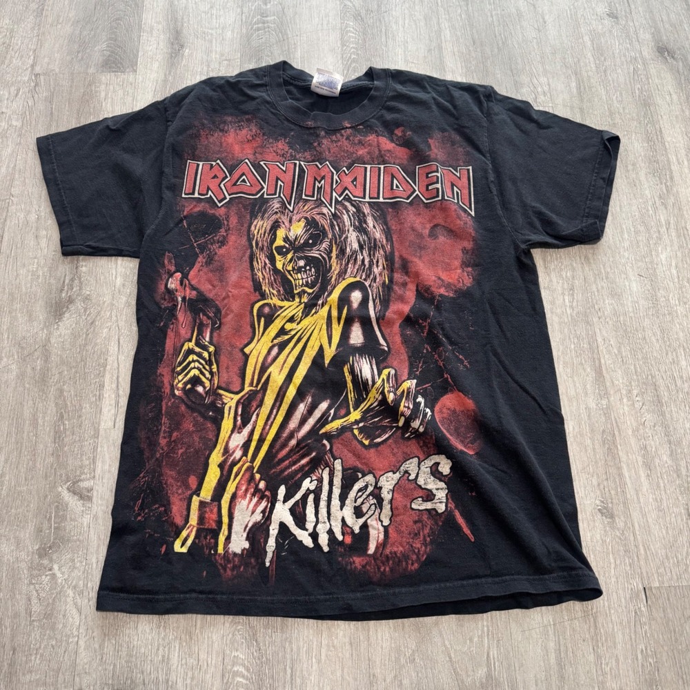 Vintage Y2K Iron Maiden Killers AOP Graphic Shirt Black Mens Large Eddie Tee
